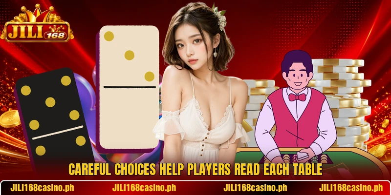 Careful choices help players read each table