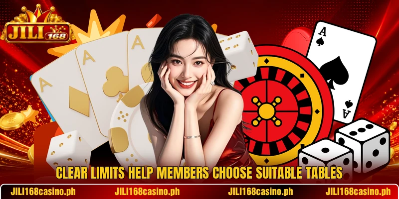 Clear limits help members choose suitable tables Clear limits help members choose suitable tables