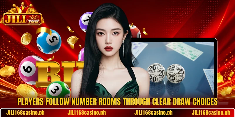 Players follow number rooms through clear draw choices